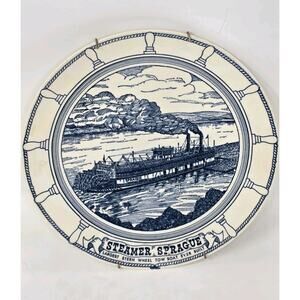 VTG STEAMER SPRAGUE Sternwheel Tow Boat Collector Plate 10" Kettlesprings Kilns